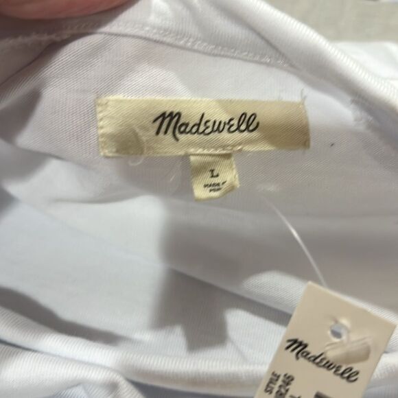 Madewell nr246 white Structured Muscle Tee NWT size L- makeup stain - Picture 9 of 11